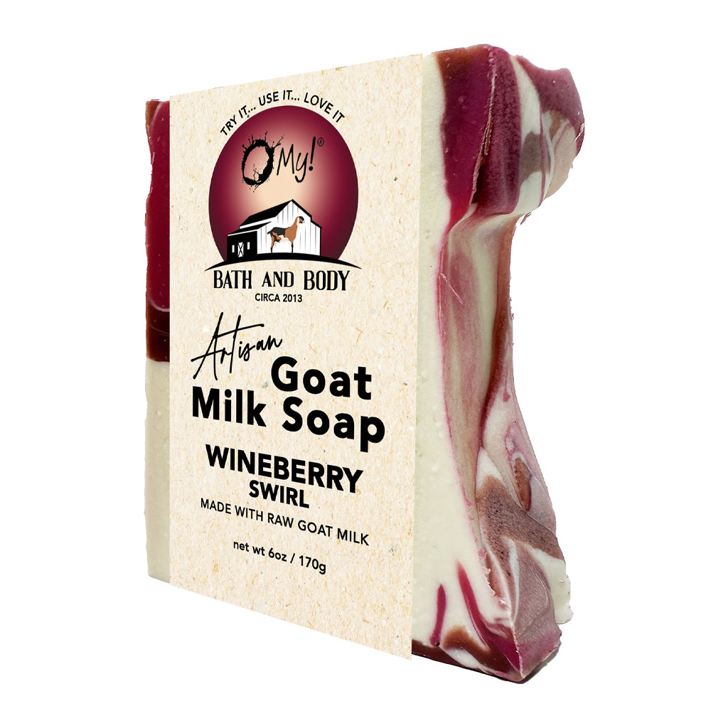 O My! Goat Milk Artisan Wineberry Swirl Soap | Made with Raw Goat Milk | Free of Parabens & More | Handcrafted USA