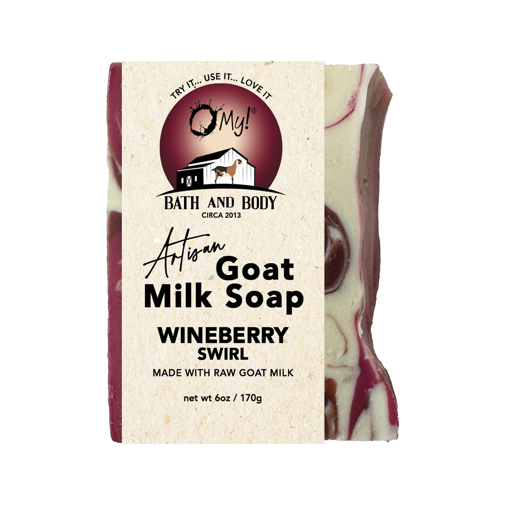 O My! Goat Milk Artisan Wineberry Swirl Soap | Made with Raw Goat Milk | Free of Parabens & More | Handcrafted USA