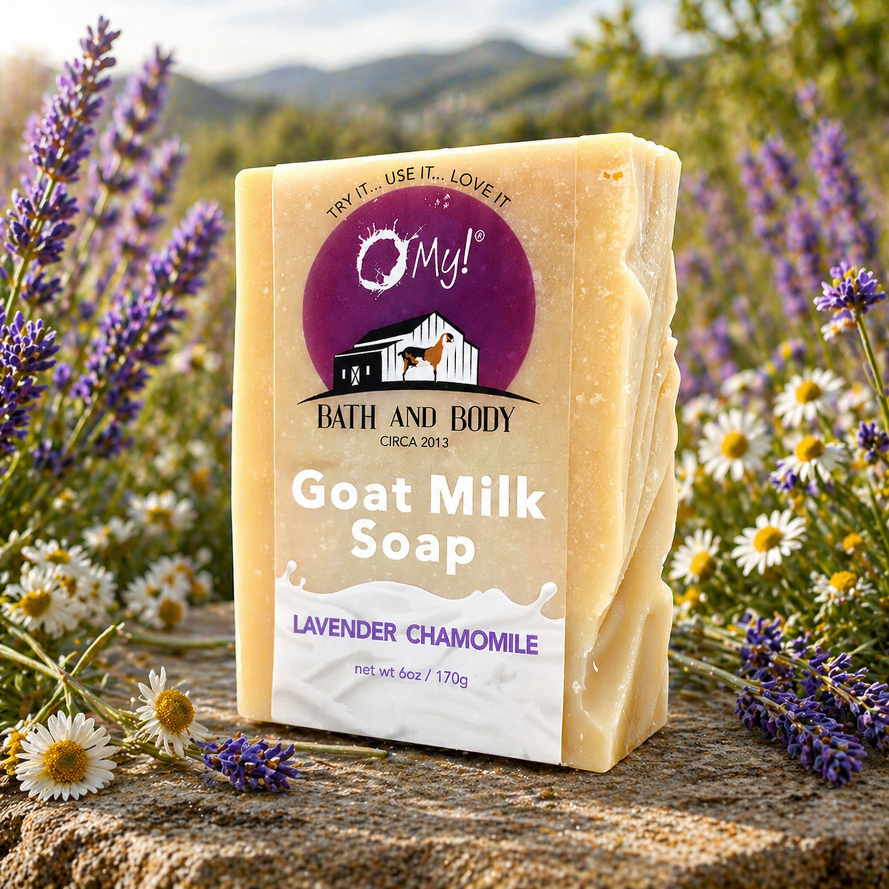 O My! Goat Milk Soap Bar 6oz | Made with Farm-Fresh Goat Milk | Free of Parabens & More | Handcrafted USA