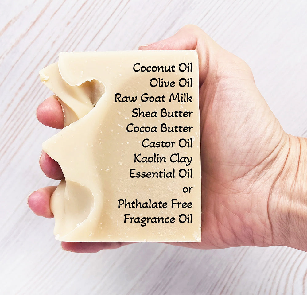 O My! Goat Milk Bar Soaps.  Get a grip onhandcrafted in the USA and all natural made with raw goat milk sourced from US goat farms.