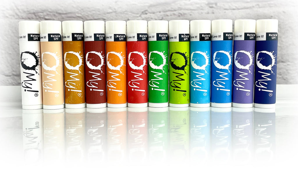 A line up of O My! Goat Milk Lip Balms
