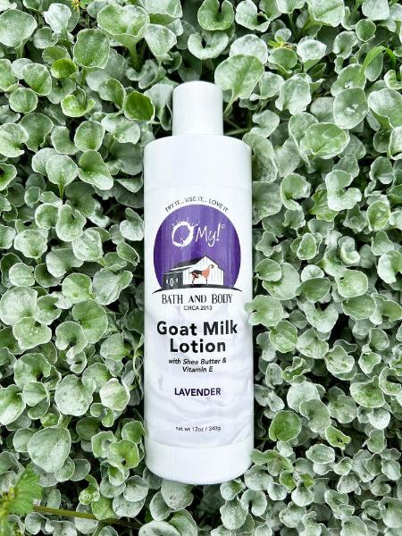O My! Goat Milk Family Size Lotion Lavender 12oz in greens