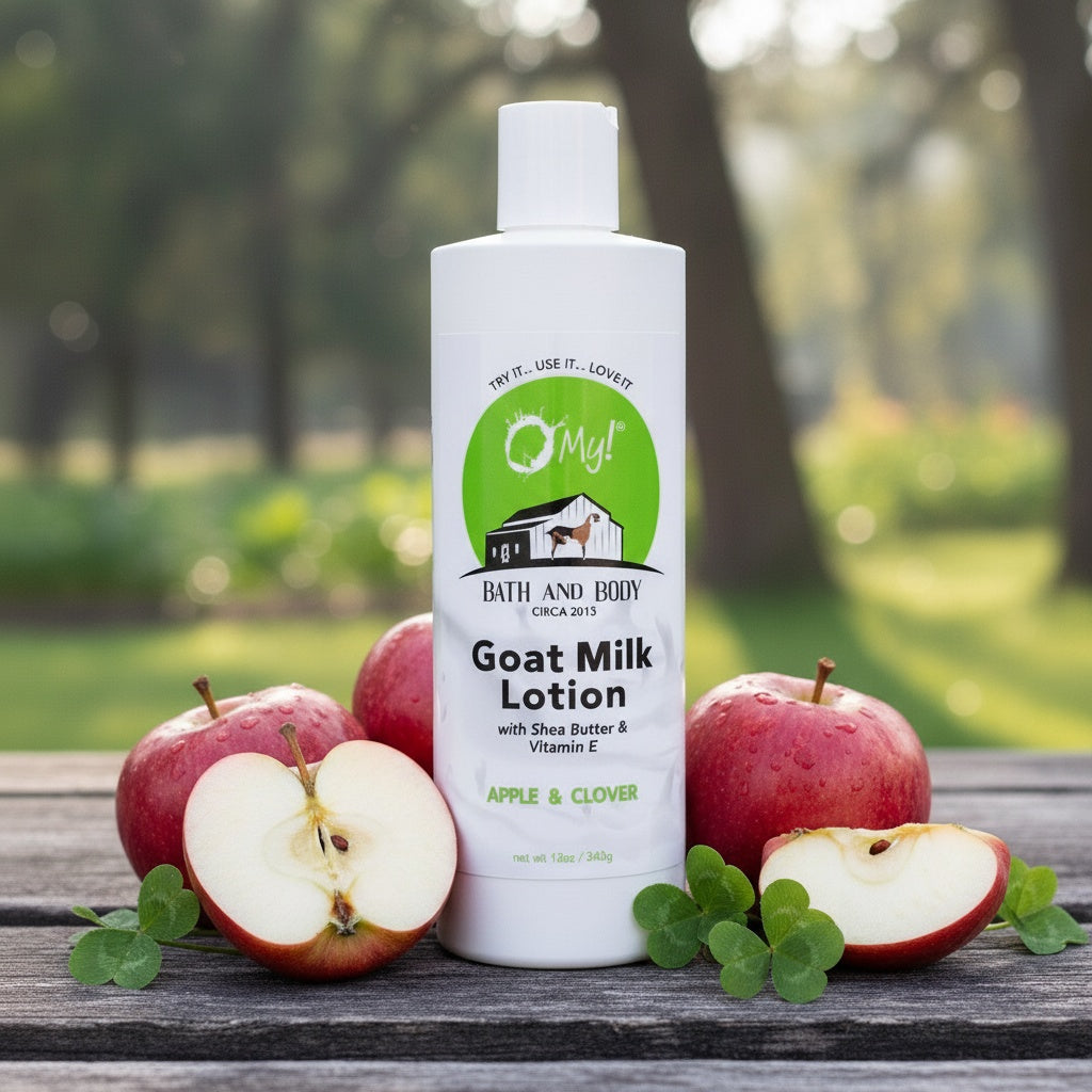 O My! Goat Milk 12oz Lotion | Made with Raw Goat Milk | Shea Butter and Vit E | Free of Parabens & More | Handcrafted in USA