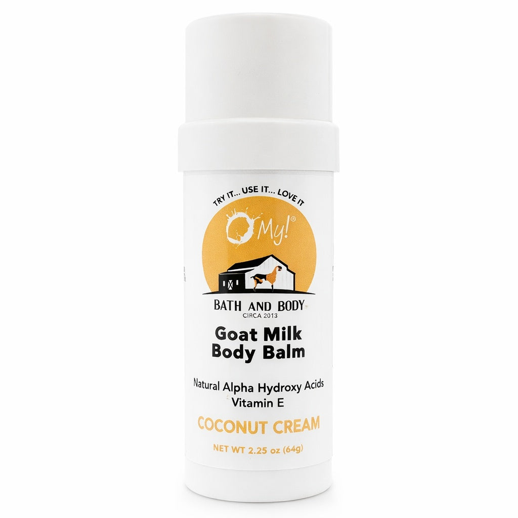 O My! Goat Milk Body Balm in Coconut Cream phthalate-free fragrance on a white background.