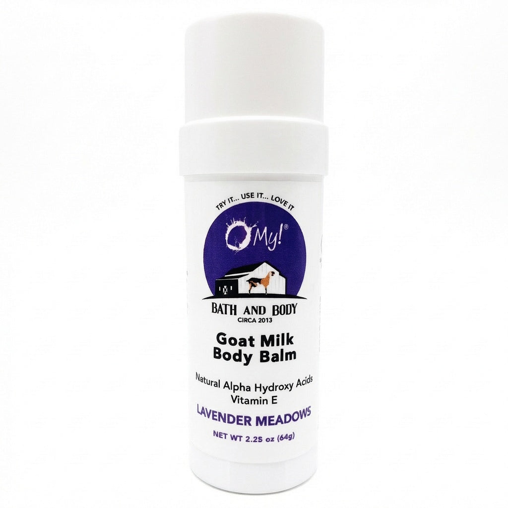 O My! Goat Milk Body Balm in Lavender Meadows Essential Oil on a white background.