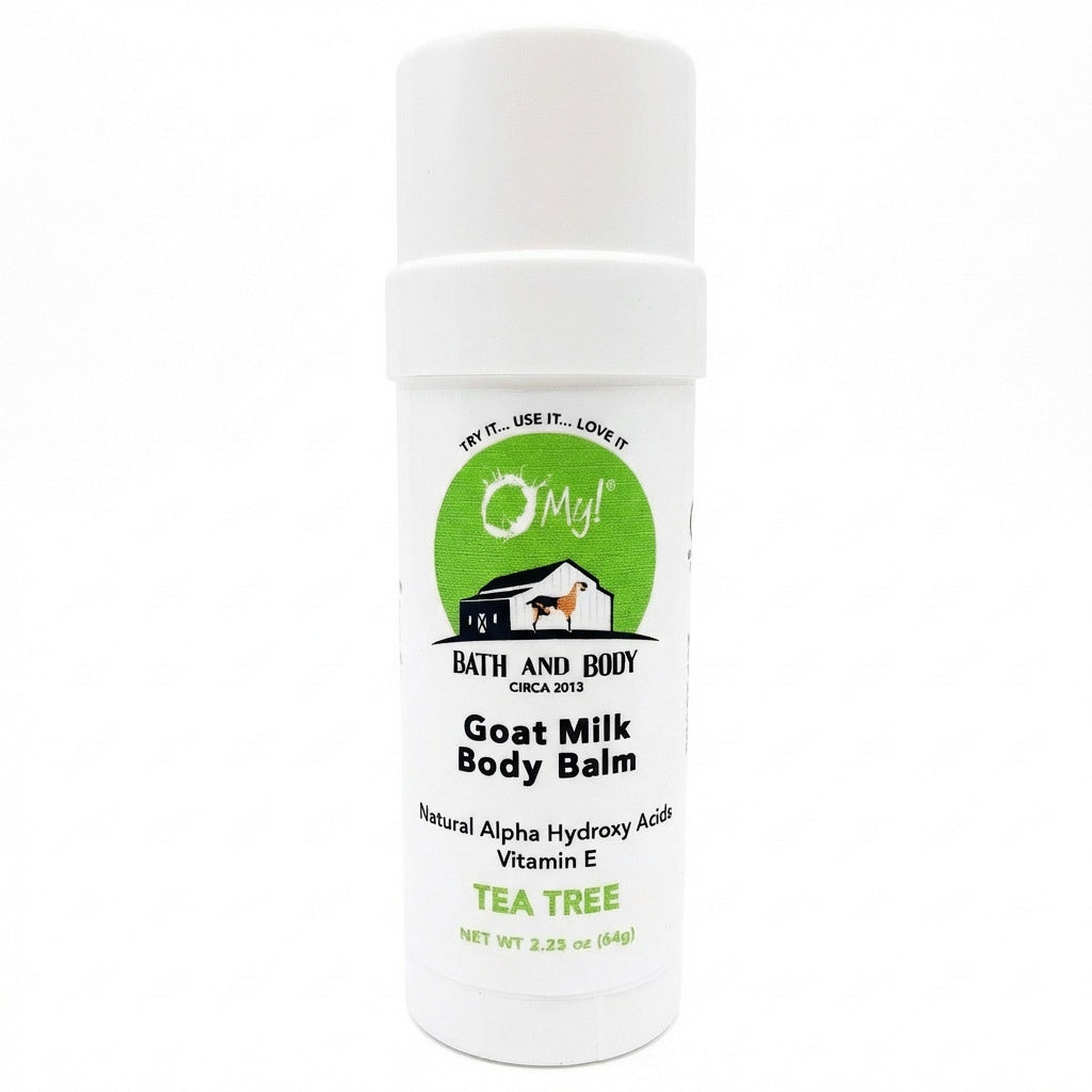 O My! Goat Milk Body Balm in Tea Tree Essential Oil on a white background.