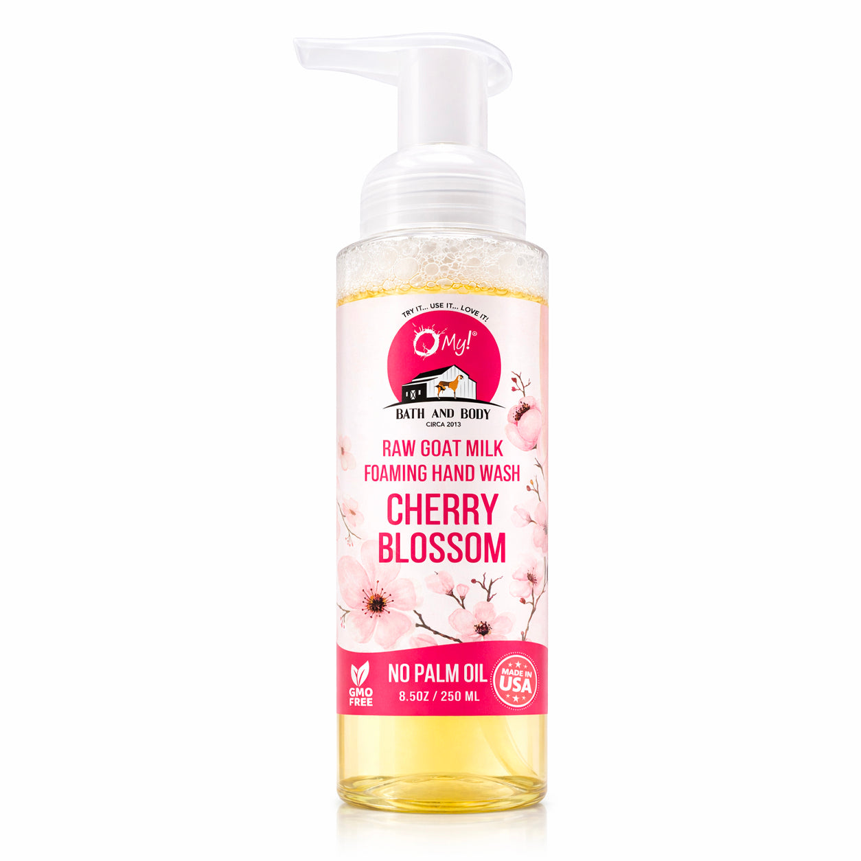 O My! Goat Milk Foaming Hand Wash in Cherry Blossom Phthalate free fragrance.