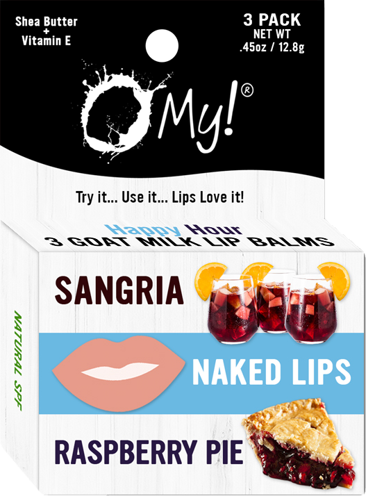O My! Goat Milk Lip Balm - 3 Pack | Shea Butter and Vitamin E | Free of Parabens & More | Handcrafted in USA