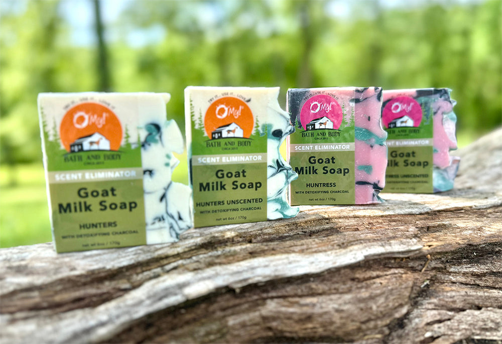 O My! Goat Milk Scent Eliminating bar soaps for hunters and huntresses