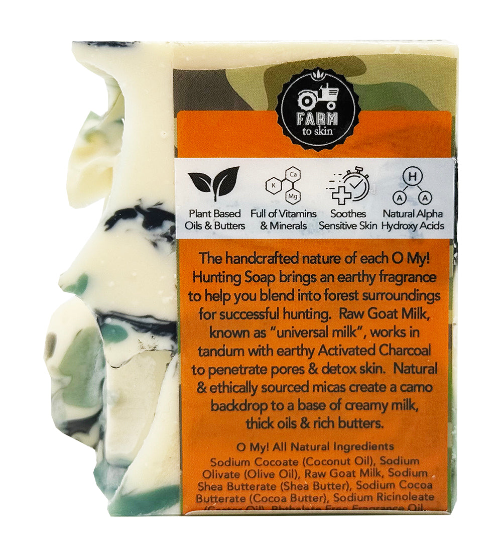 O My! Goat Milk Soap - Unscented Scent Eliminator for Hunters bar soap made with Detoxifying Charcoal and raw goat milk