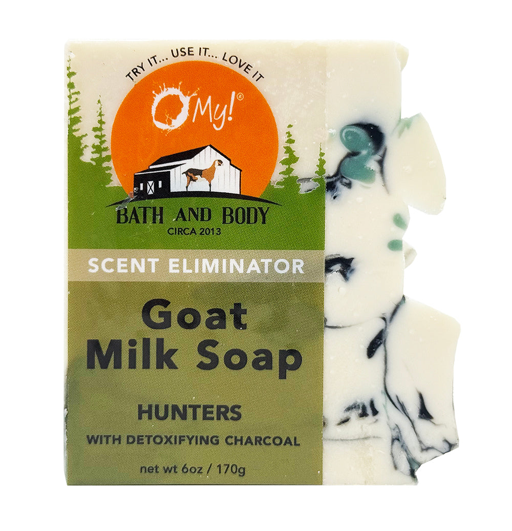 O My! Goat Milk Soap - Scent Eliminator for Hunters bar soap made with Detoxifying Charcoal and raw goat milk