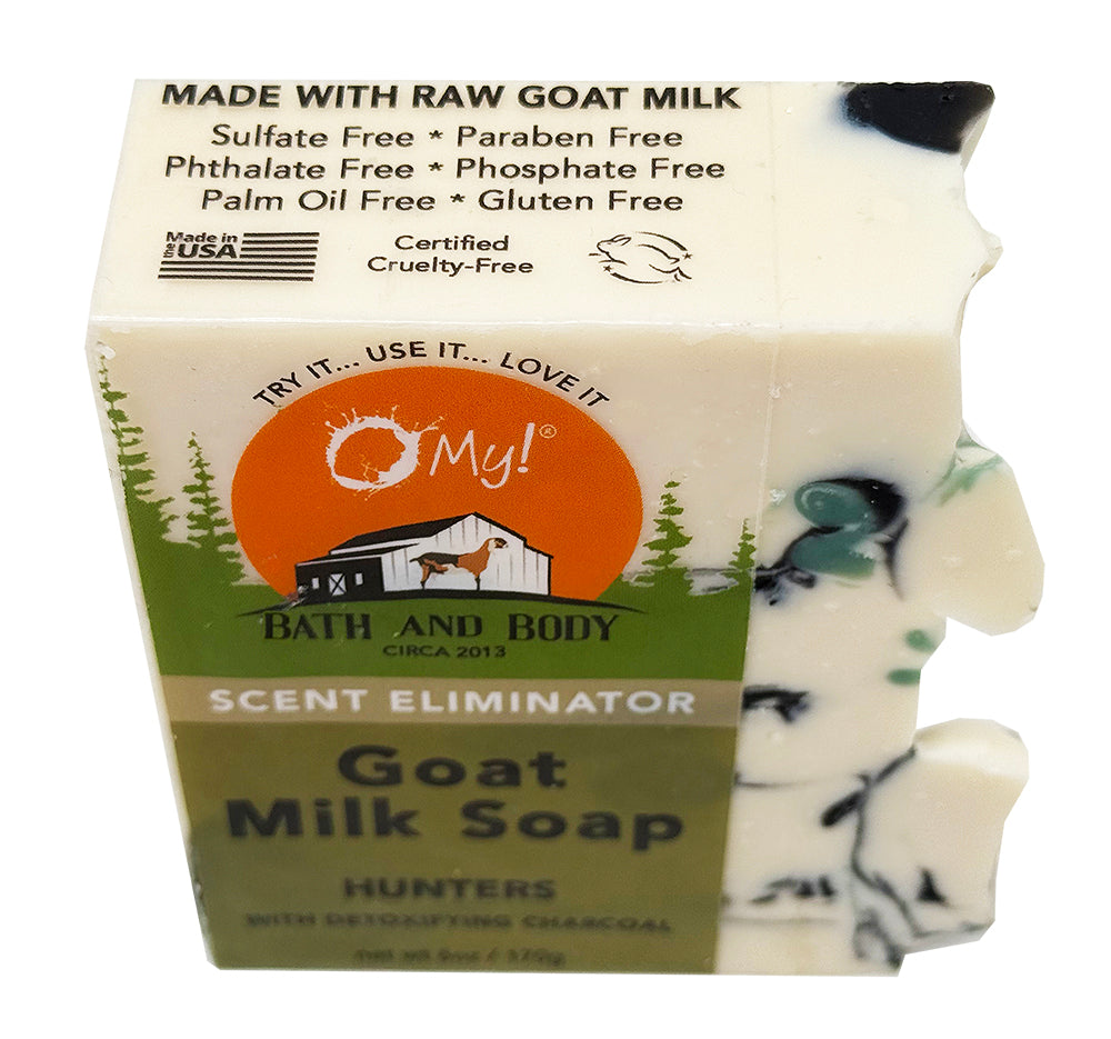 O My! Goat Milk Soap - Scent Eliminator for Hunters bar soap made with Detoxifying Charcoal and raw goat milk