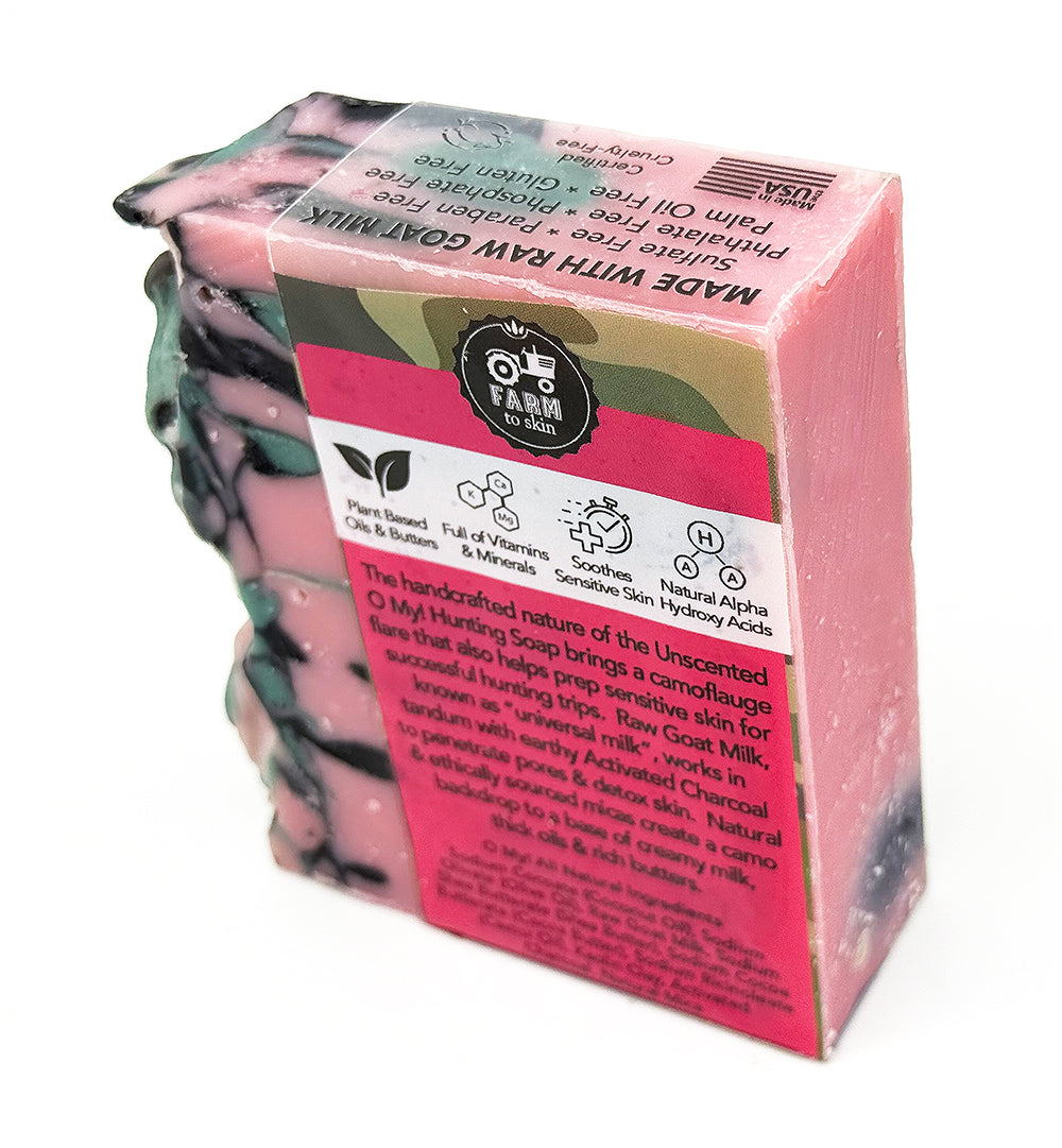O My! Goat Milk Soap - Unscented Scent Eliminator for Huntress bar soap made with Detoxifying Charcoal and raw goat milk