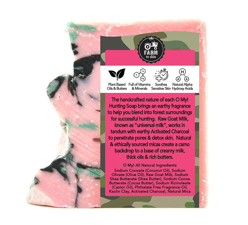 O My! Goat Milk Soap - Scent Eliminator for Huntress bar soap made with Detoxifying Charcoal and raw goat milk