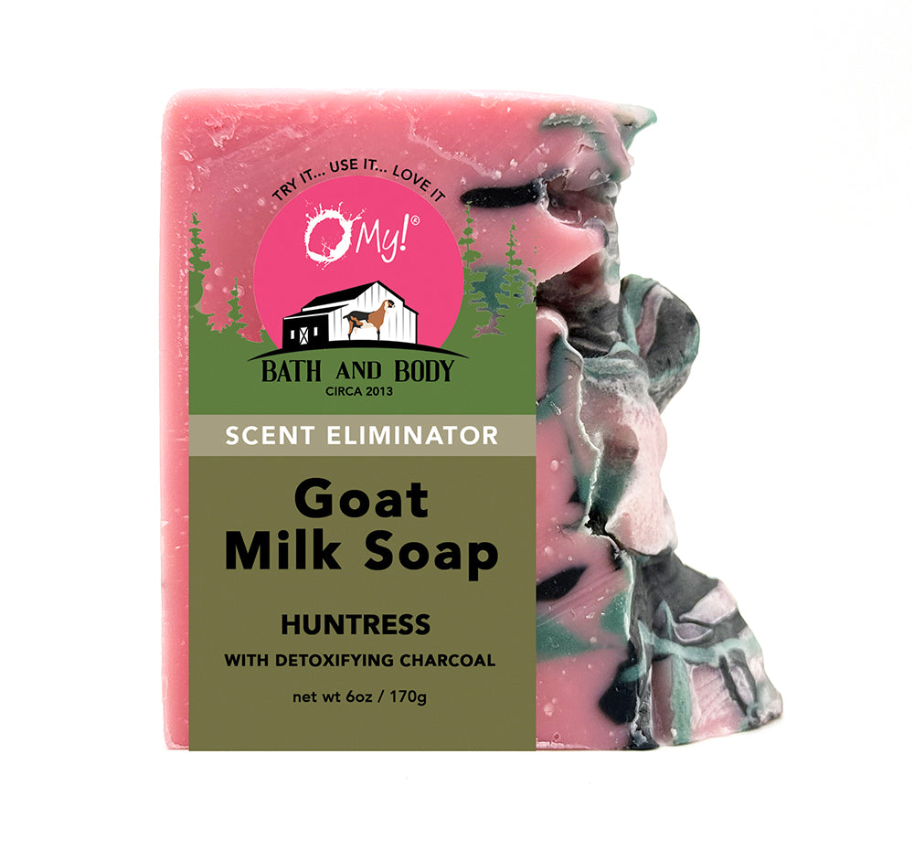 O My! Goat Milk Soap - Scent Eliminator for Huntress bar soap made with Detoxifying Charcoal and raw goat milk