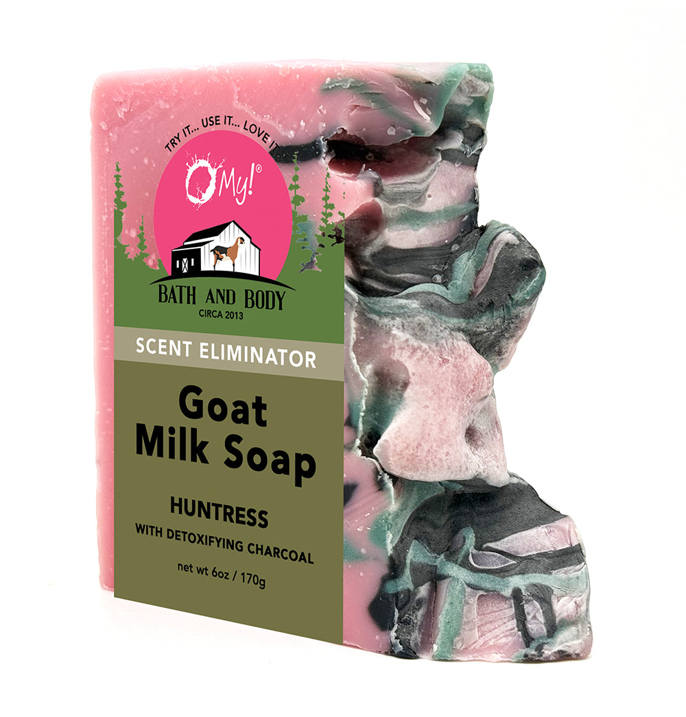 O My! Goat Milk Soap - Scent Eliminator for Huntress bar soap made with Detoxifying Charcoal and raw goat milk