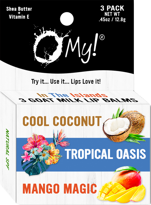 O My! Goat Milk Lip Balm - 3 Pack | Shea Butter and Vitamin E | Free of Parabens & More | Handcrafted in USA