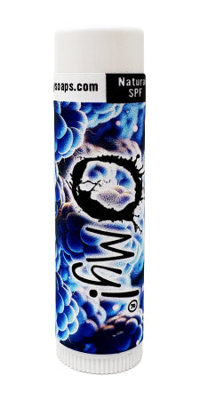 O My! Blue Raspberry Goat Milk Lip Balm  with natural SPF and paraben free.  Made in USA