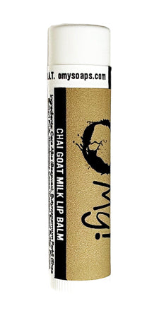 O My! Chai Goat Milk Lip Balm  with natural SPF and paraben free.  Made in USA