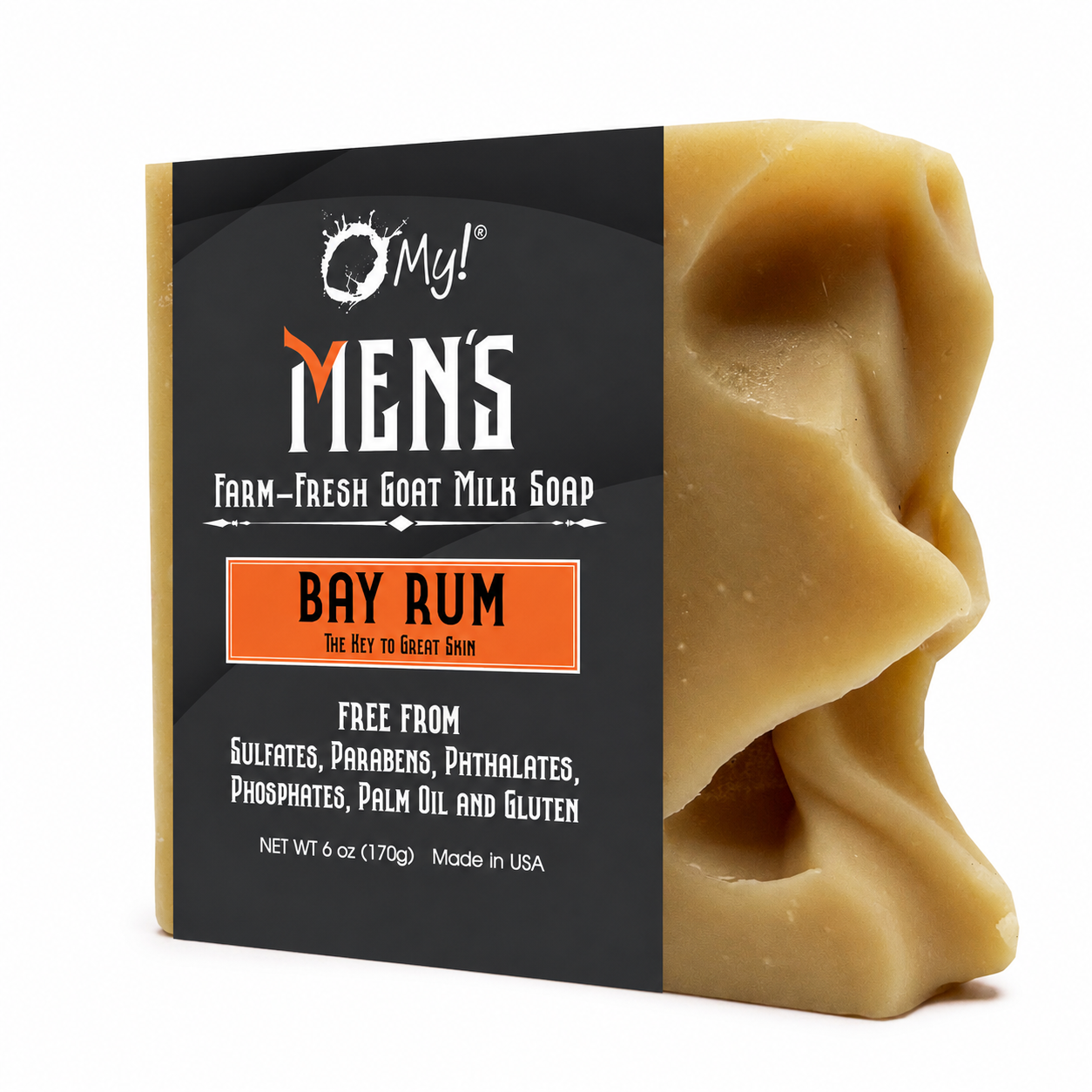 O My! Men's Goat Milk 6oz Big & Bulky Soaps in Bay Rum.