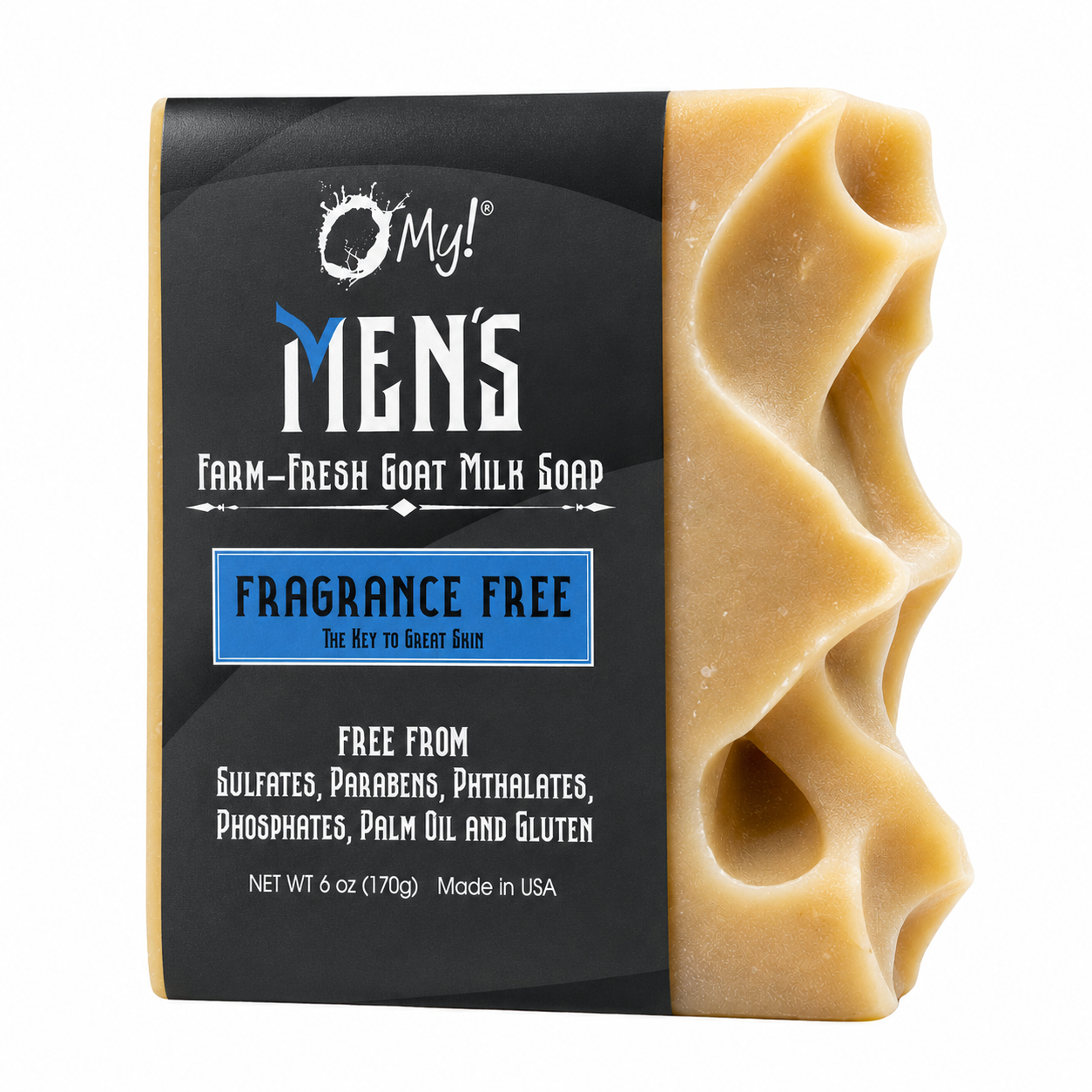 O My! Men's Goat Milk 6oz Big & Bulky Soaps in Fragrance Free.