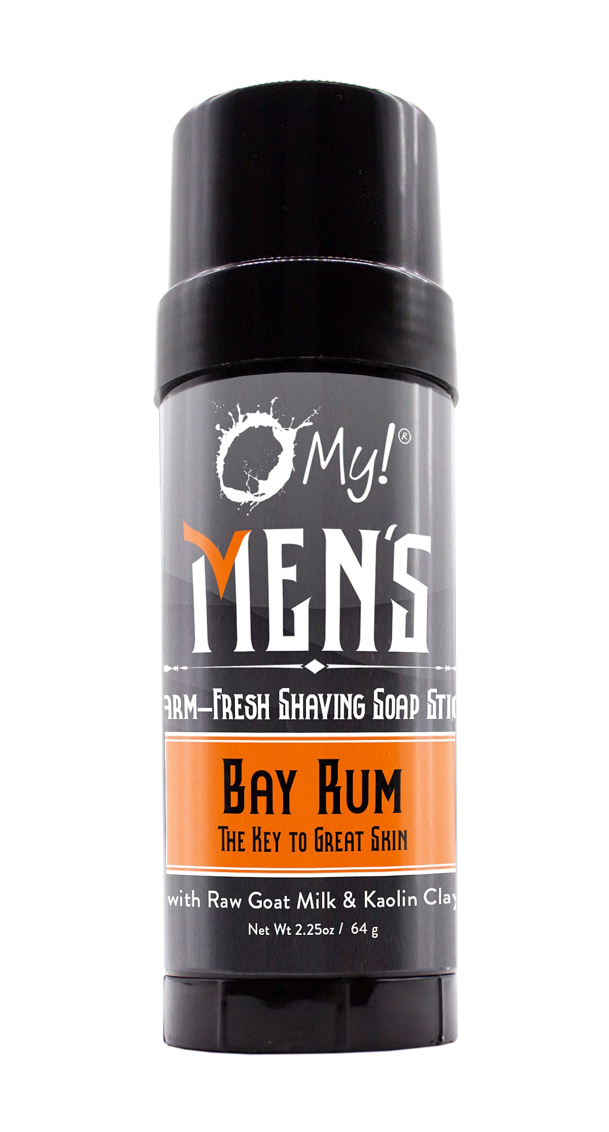 O My! Goat Milk Shaving Soap Stick in Bay Rum.  A great traveler shaving stick.