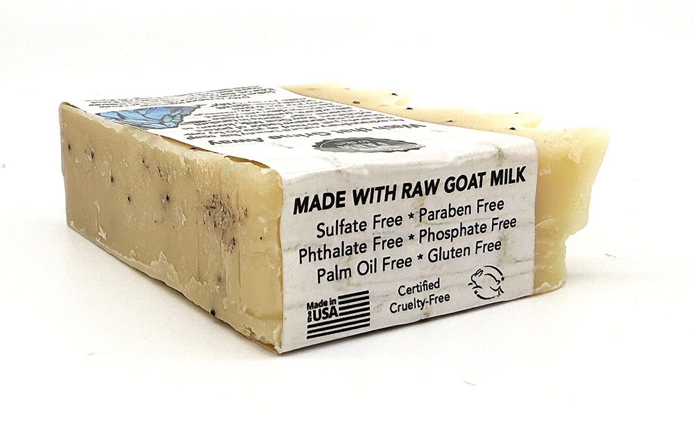 O My! Pumice Goat Milk Soap Fragrance Free made with raw goat milk, pumice and poppy seeds for excellent exfoliation
