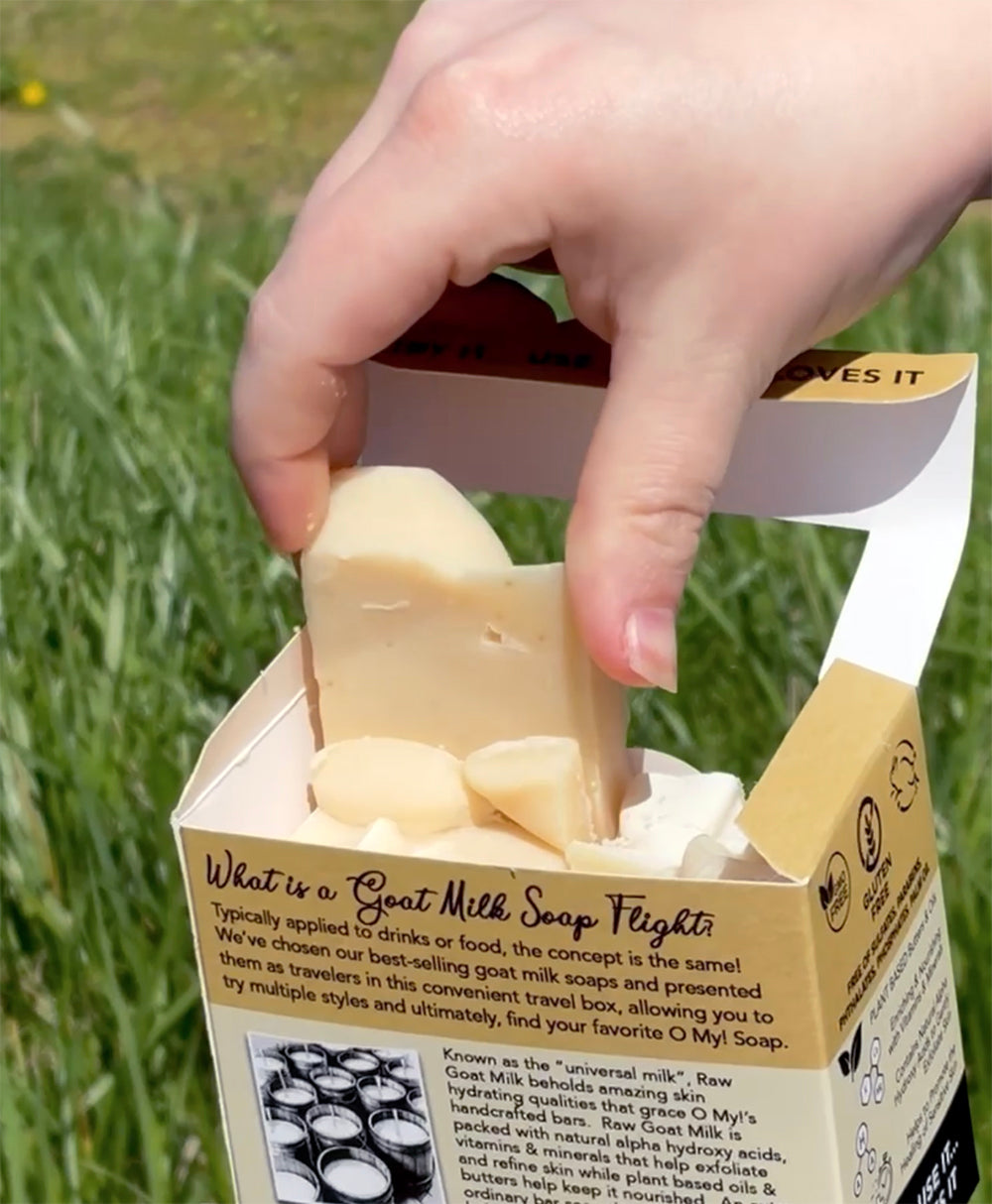 O My! Goat Milk Soap Flight Traveler Box | 8 Bars Made with Raw Goat Milk | Free of Parabens & More | Handcrafted USA