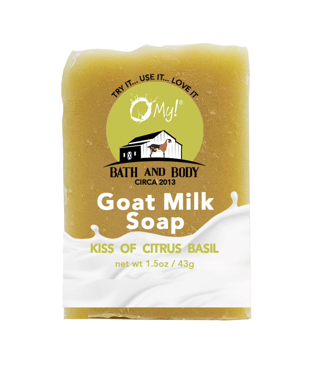 O My! Goat Milk Soap Traveler Kiss of Citrus Basil made with raw goat milk from USA farms