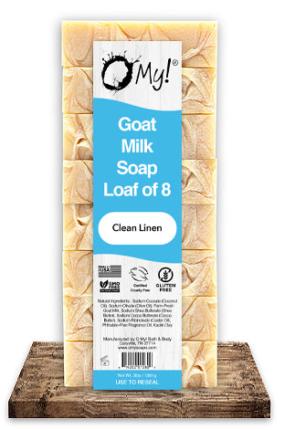 O My! Bulk Up Goat Milk Soap Loaf of 8 Bars Clean Linen