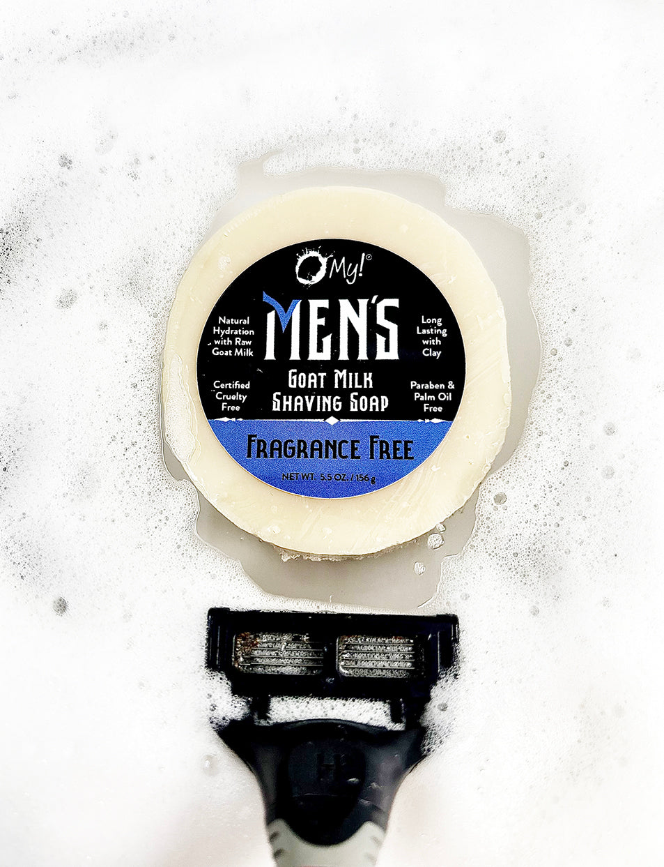O My! Goat Milk Shaving Soap | Free of Parabens & More | Shea Butter and Vit E | Handcrafted in USA