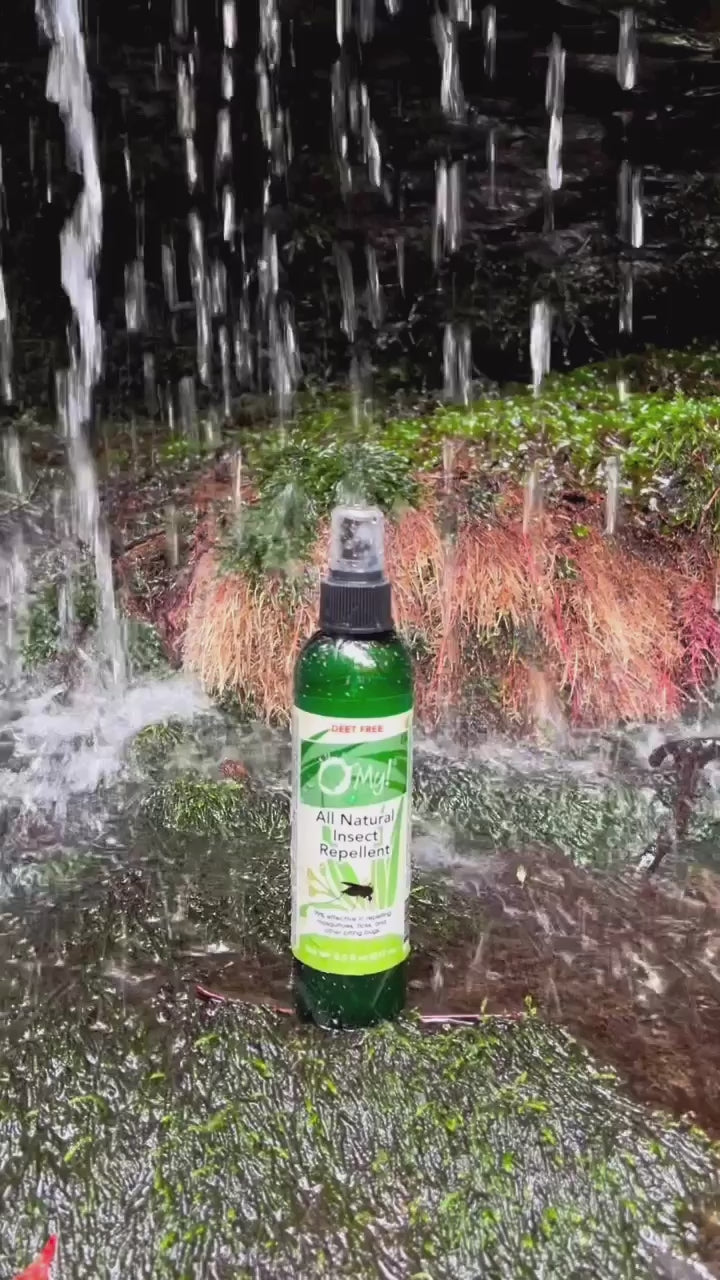 Load video: O My! All Natural Insect Repellent 8oz | Make the Bugs Flee, The Natural Deet-Free Way | Five 100% Pure Essential Oils | Made in USA