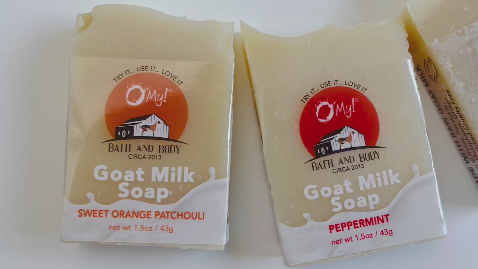 Load video: O My! Essential Oil Goat Milk Soap Bar 1.5oz Traveler | Made with Raw Goat Milk | Pure Essential Oils | Handcrafted USA
