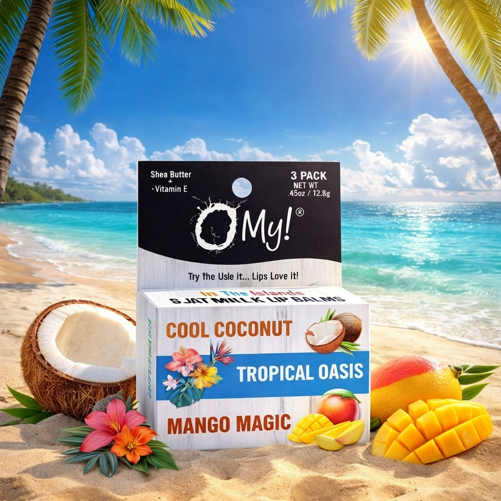 O My! Goat Milk Lip Balm - 3 Pack | Shea Butter and Vitamin E | Free of Parabens & More | Handcrafted in USA