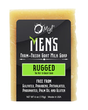 O My! Goat Milk Men's Soap Bar 6oz | Made with Farm-Fresh Goat Milk | Free of Parabens & More | Handcrafted USA
