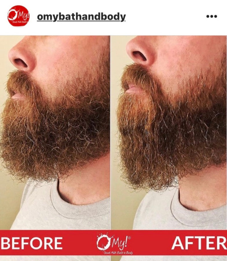 O My! Goat Milk Beard Balm tames grizzly whiskers - before and after